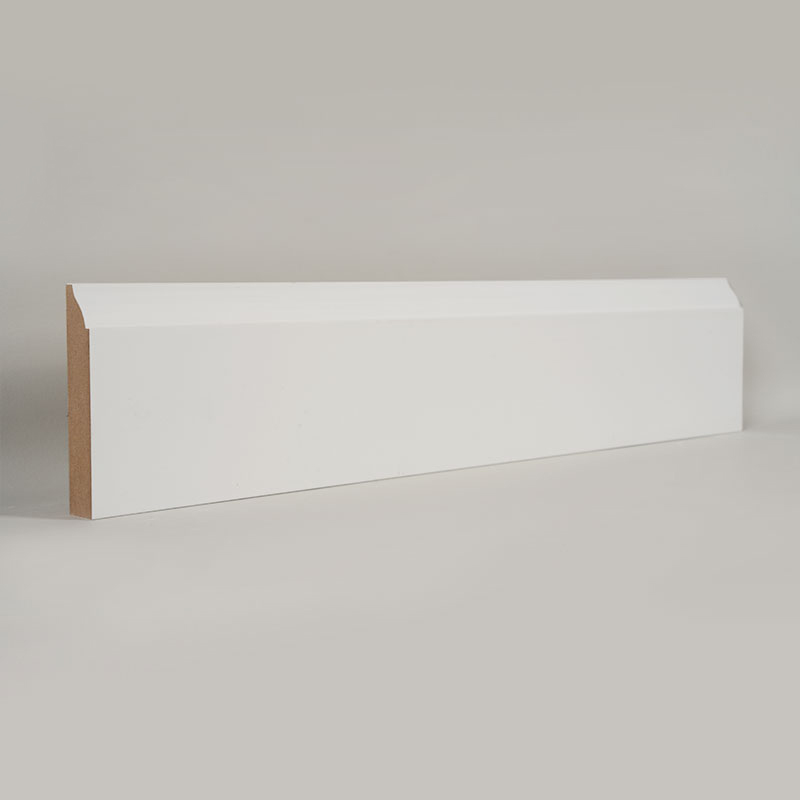 एमडीएफ स्कर्टिंग बोर्ड (फिलर-प्राइमेड और पर्ल व्हाइट)3/5' x 3 1/4'