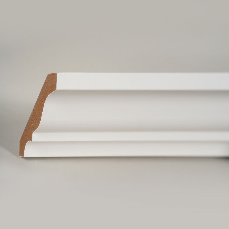 एमडीएफ क्राउन मोल्डिंग (फिलर-प्राइमेड और पर्ल व्हाइट) 3/5' x 3 1/4'