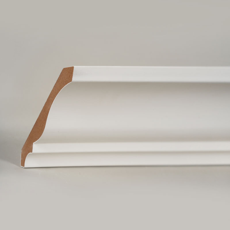 एमडीएफ क्राउन मोल्डिंग (फिलर-प्राइमेड और पर्ल व्हाइट) 3/5' x 4 1/4'