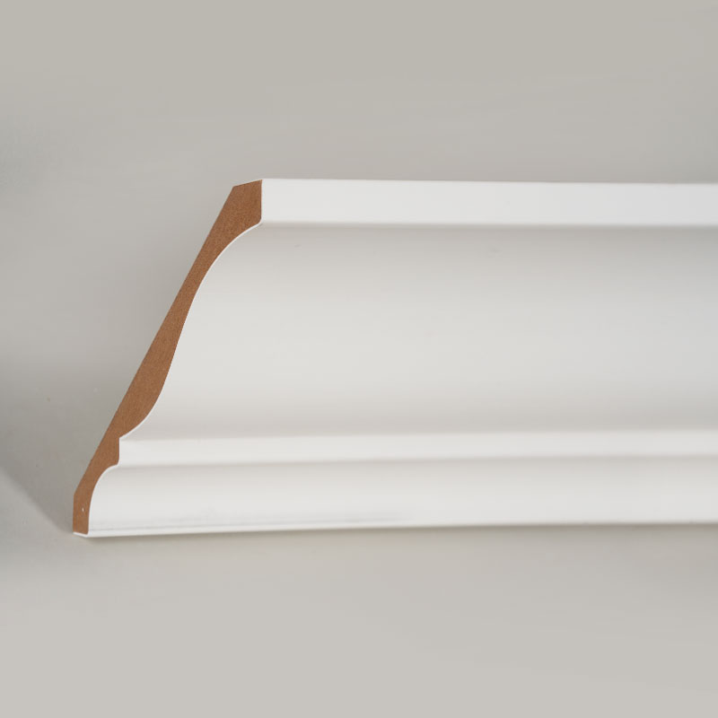 एमडीएफ क्राउन मोल्डिंग (फिलर-प्राइमेड और पर्ल व्हाइट) 3/5' x 5 1/4'