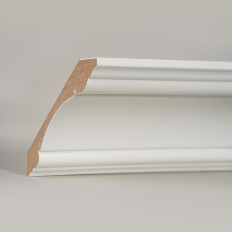 एमडीएफ क्राउन मोल्डिंग (फिलर-प्राइमेड और पर्ल व्हाइट) 3/4' x 4 3/4'