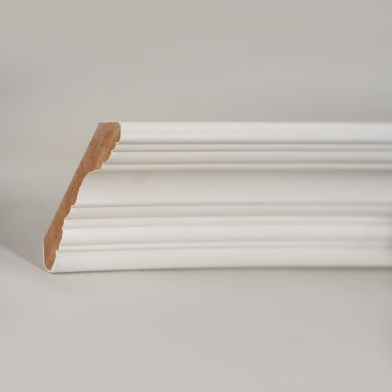 एमडीएफ क्राउन मोल्डिंग (फिलर-प्राइमेड और पर्ल व्हाइट) 3/5' x 3 4/9'
