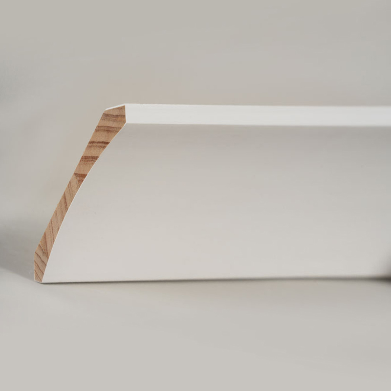 पाइन वुड क्राउन मोल्डिंग (फिलर-प्राइमेड और पर्ल व्हाइट) 3/5' x 4 1/4'